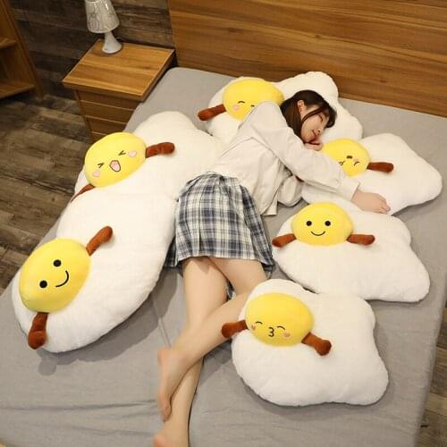 New 45/60/70CM Cute Stuffed Cotton Soft Fried Egg Toy Plush Baby Toy Stuffed Cartoon Poached Egg Doll Pillow Kids Birthday Gift