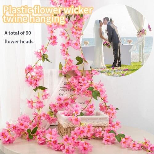 Artificial Cherry Flowers Fake Blossoms Flower Garland Ivy Hanging Vine Decor UK Christmas Decorations Home Decoration