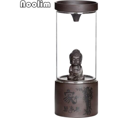 Ceramic Buddha Statue Backflow Incense Burner with Glass Windproof Cover Home Decor Waterfall Censer + 10pcs Cones