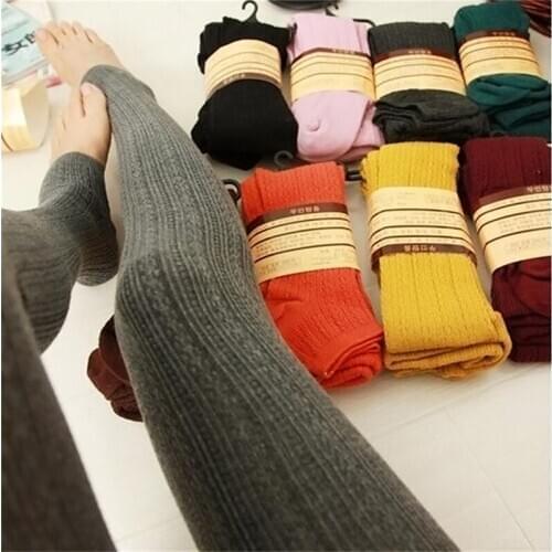 Trend Women Lady Knitting Tight High Elastic Super Slim Womens Thick Tights Winter Warm Skinny Tights 4 Colors