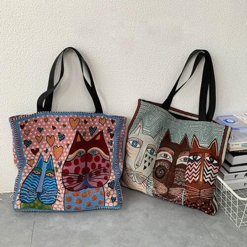 Korea Ulzzang women bag casual large-capacity Harajuku cartoon women shoulder bag Vintage ins shopper bags cute women canvas bag