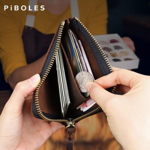 Top Cow Leather Coin Purse Female Vintage Handmade Handbag Small Wallet Card Holder Bag Genuine Leather Change Purse For Men