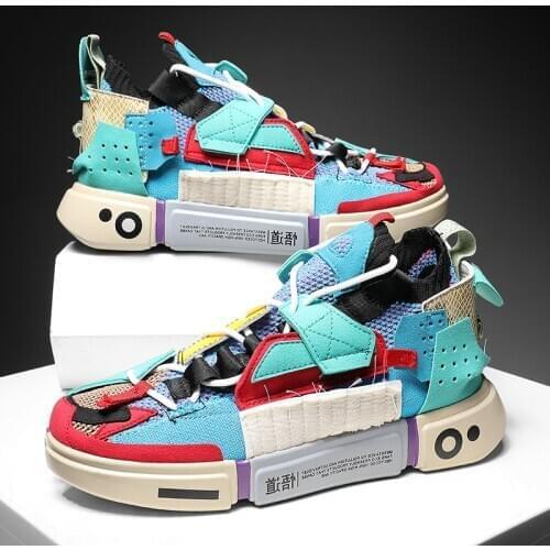 Fashion New Autumn Summer Air Mesh Shoes Men Fashion High Top Wu Dao Sneakers Comfort Lace Up Male Casual Vulcanized Flats