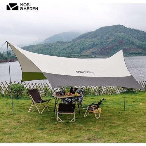 Mobi Garden JUNTING Rectangle Flysheet Windproof UV-proof Waterproof 210D Anti-tear Tarp Beach Canopy Silver Coating