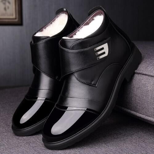 Cold Winter Boots Men Genuine Leather Shoes 2020 Winter Mens Ankle Boots Warm Plush Cotton Shoes Male Footwear KA2846