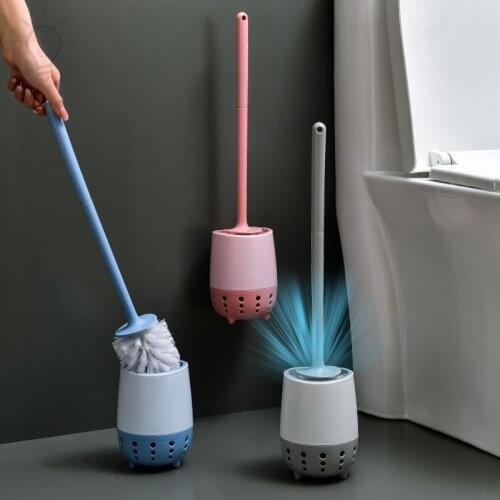 Durable Toilet Brush Set Wall Mounted Deep Cleaning Bathroom Brushes Toilet with Base Holders Portable Simple WC Accessories