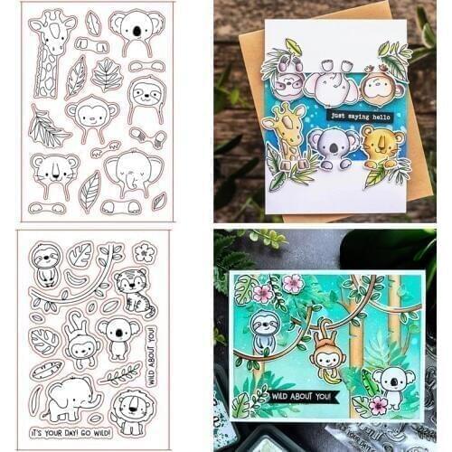 Jungle Friends Pals Transparent Clear Silicone Stamp Set for DIY Scrapbooking/Photo Album Card Making Decorative Clear Stamp