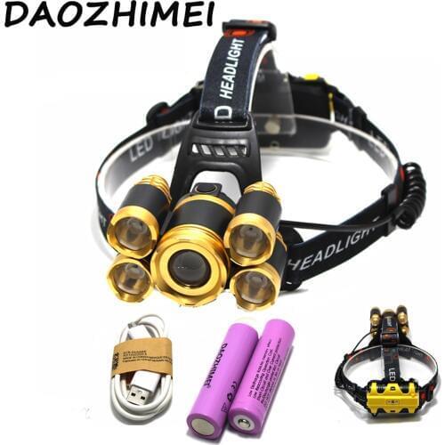 High power USB18650 headlamp waterproof focusing Headlight Led rechargeable light head lamp fishing lantern head Torch