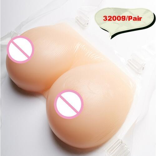 Conjoined Breast Forms 3200g/pair Drag Queen Transgender Realistic Artificial Breast Silicone False Boobs