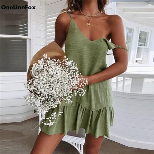 ONE LINE FOX Solid Summer Dresses