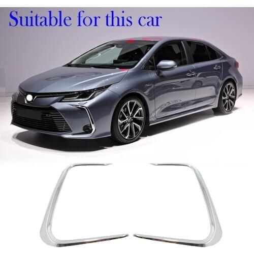 Front Fog Lights Fog Light Lamp Ring Frame Cover Trim Fit for Toyota Corolla E210 Prestige Altis 2019 2020 Bright Silver