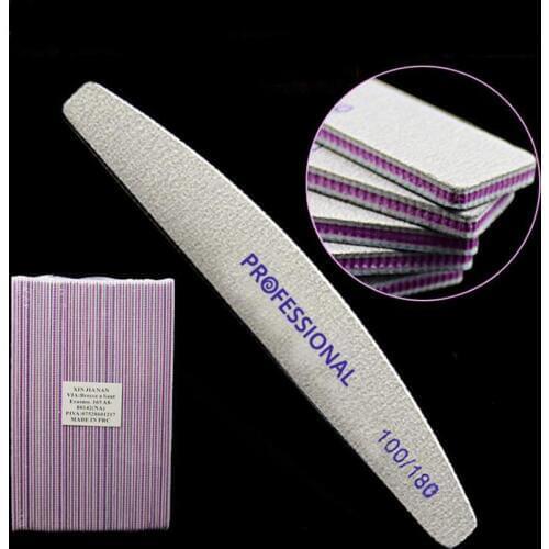 100/180 GRIT Pro Nail Files - 25Pcs Nail File Double Sided Half Moon Nail File-Emery Board Cosmetic Manicure Pedicure Tools ,HG7