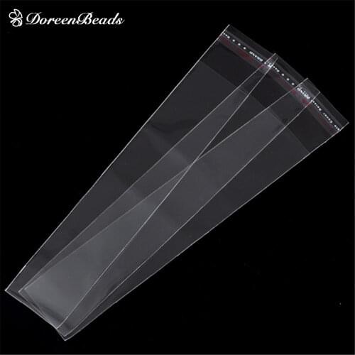 DoreenBeads Plastic Bags Clear Self Adhesive 20x3.5cm(Usable space 17x3.5cm),200PCs (B22153)