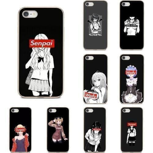 For iPhone 6 7 8 Plus 4 4S 5 5S SE 2020 5C 6S X XR XS 11 12 Pro Max Soft Transparent Shell Covers Sugoi Senpai Anime Waifu