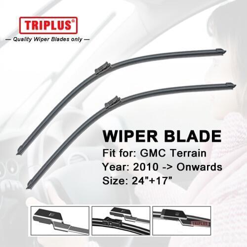 Wiper Blade for GMC Terrain (2010-Onwards) 1set 24"+17",Flat Aero Beam Windscreen Wipers Frameless Windshield Soft Blades