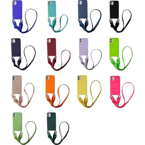 Crossbody Lanyard Silicone Necklace Holder Cord Strap Rope Phone Case for iPhone 11 pro X XS max Xr 6 6s 7 8 PLUS Cover funda