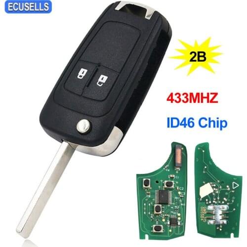 2 Button Flip Remote Key Folding Smart Key Car Key 433MHz ID46 Chip For Chevrolet Aveo Cruze Orlando Uncut Blade