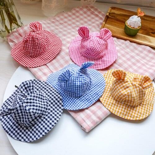 PETCIRCLE Dog Clothes Product Plaid Color Sun Hat For Small Dog Puppy Pet Cat All Season Pet Cute Costume Pet Clothes Cool Hat
