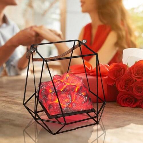 LED Iron Lightornaments European Style Imitation Charcoal Flame Lamp Christmas Halloween Scene Decoration For Bedroom Coffee Bar