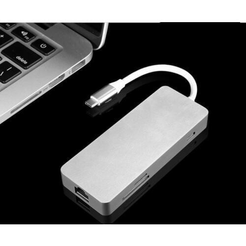 USB-C Type C Hub For Macbook Spliter Adapter USB 3.0 TF SD Card Reader 2K Video HDMI RJ45 Charging Converter