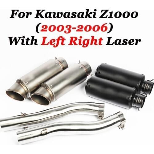 For 2003 2004 2005 2006 Kawasaki Z1000 Motorcycle Exhaust Pipe 51 mm Mid + Tail Pipe Set for Left Right Side For Z1000 2003-2006