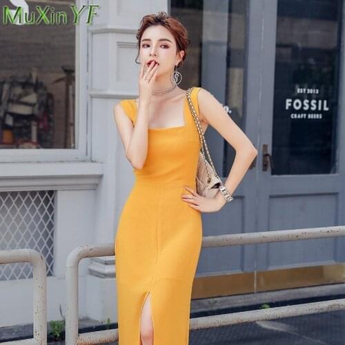 Office Lady Graceful Solid Purple Vest Dress Summer 2021 Women Sexy Slim Split Sleeveless Long Dresses New Party Clothing Female