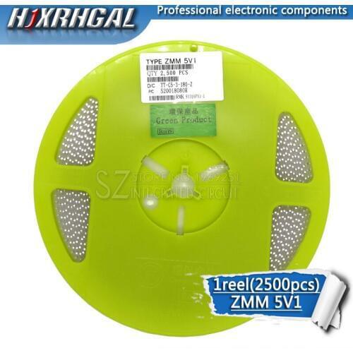 1reel 2500PCS ZMM 5V1 LL34 SMD Zener diode package 1/2W 0.5w Chip Zener diode new and original HJXRHGAL
