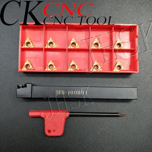 1pieces 10x100mm SER1010H11 turning holder with 1pcs 11ER A60 turning tool carbide Threaded blade for threading tool boring bar