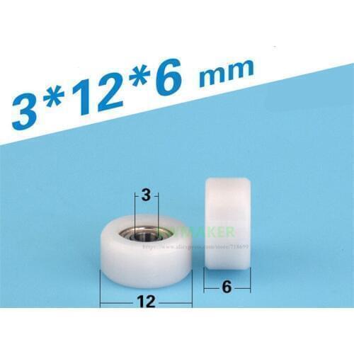 10pcs 3*12*6mm 693zz miniature bearing pulley, POM plastic roller, precision instrument and medical equipment flat wheel