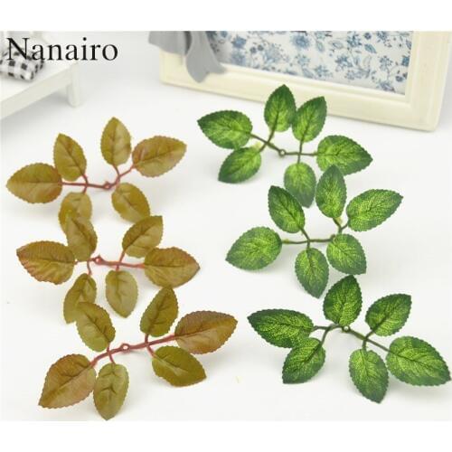 10pcs Silk Green Ivy Leaves With Artificial Flowers For Wedding Christmas Decoration Wreath Scrapbooking Fake Flowers