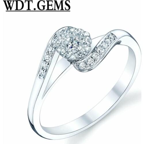 10K White Gold Diamond Bypass Wrap Twist Ring Womens Round Cut Cluster 0.25 CT