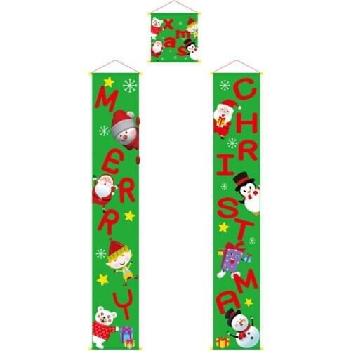 3PCS Christmas Porch Sign Set Creative Cartoon Letter Hanging Banner Xmas Decor Christmas Hanging Ornaments