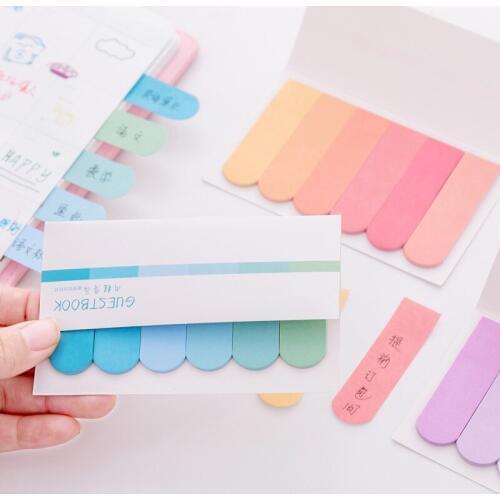 30sets Kawaii Memo Sticker Note Cute Gradient Color Sticker Sheet Memo Notepad Korean Stationery Sticky Bookmark Planner Sticker