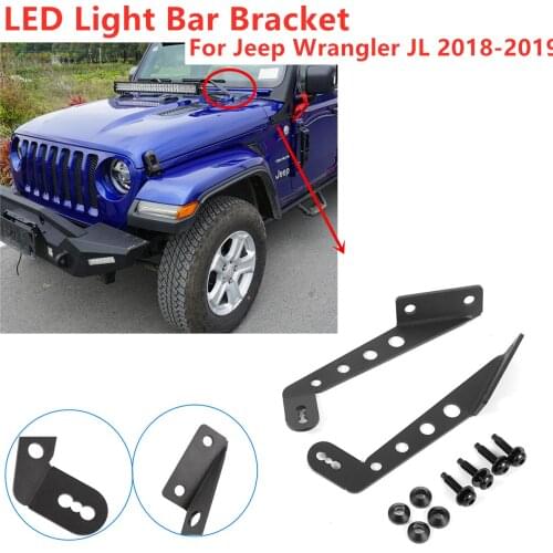 32inch LED Light Brackets Stand Engine Cover Hood LED Working Light Bar Mounting Holder Kit for Jeep Wrangler JL 2018-2019