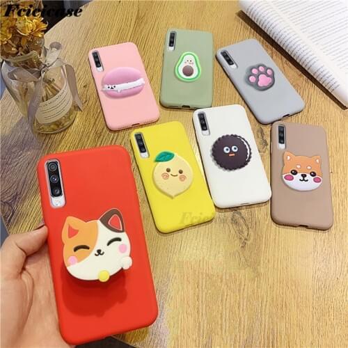 3D Cartoon Phone Holder Case For Samsung Galaxy A70 A 70 A705 A705F SM-A705F Cover Silicone Cute Stand Coque For Galaxy A70 2019