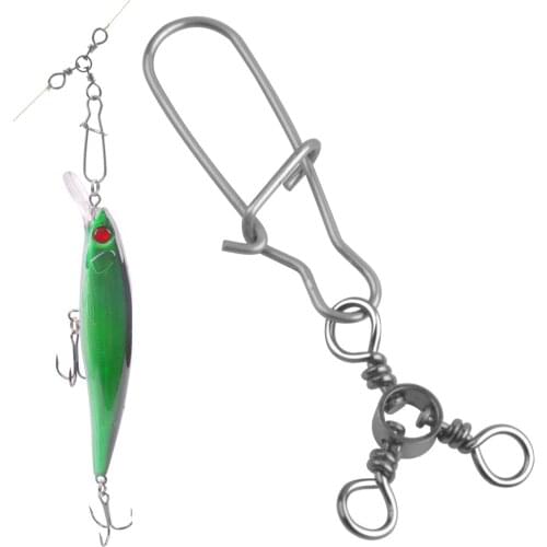 50Pcs Three Way Swivel High Strength 3 Way Swivel With Duo Lock Snaps Stainless Steel Fishing Connector Terminal Tackle