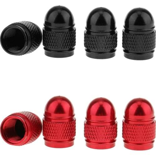 8pcs Red Black Air Valve Stem Cap Cover for All Standard Valves Car
