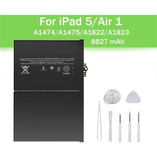 Tablet Battery For iPad 5 Air 1 Cycle Battery With Tools 2227mAh Replacement Batteria For A1474 A1475 A1822 A1823 Air 1 iPad 5