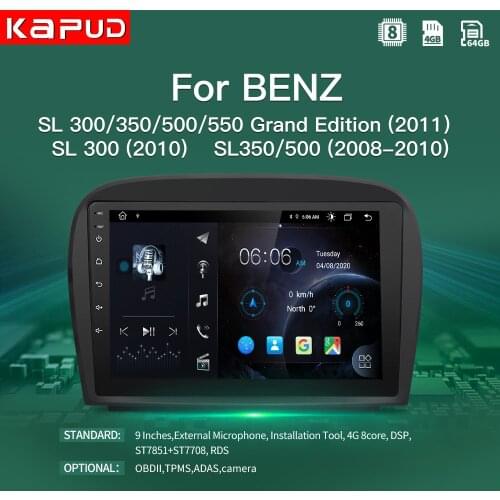 Kapud 9" Android 10.0 Auto Radio 4G For Benz SL300/350/500/550 Grand Edition Car Stereo Multimedia Player GPS Navigation Wifi BT