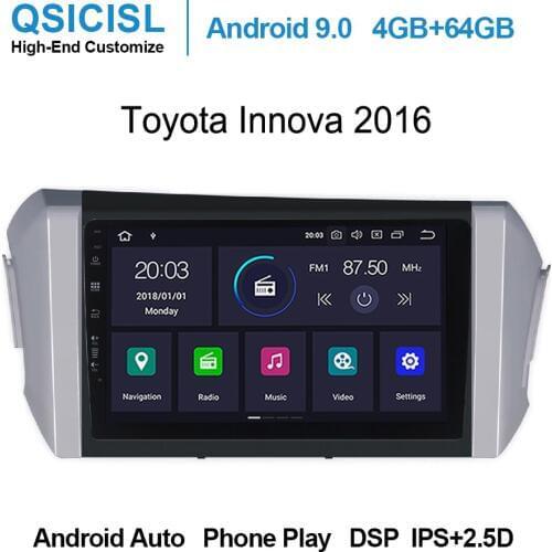 Android 9.0 2.5D 9" car dvd multimedia player for Toyota Innova 2016 Right Drive headunit radio multimedia stereo 4GB+64GB SWC