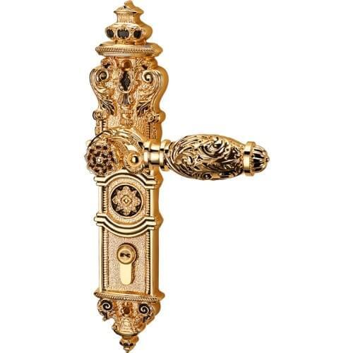 Free Shipping Top Level Elegant European Bedroom Mute wood door Gold zinc alloy Lock Simple universal hardware Handles Lock 85mm