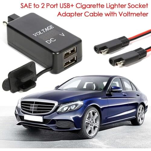 Black + White Printing 60*30*20mm для автомобиля Motorcycle 4.2A Dual USB Charger Kit SAE to USB Adapter with Voltmeter