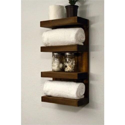 Wood Rack Bathroom Towel Holder Organizer Wall Storage Decorative Bathroom Wall Shelf Holder Bathroom Accessory Can Be hung regulator