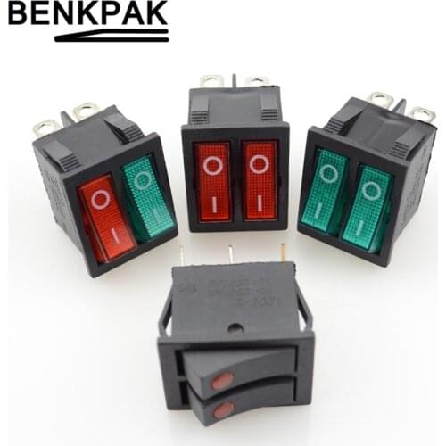 Twin rocker switch,6 pins,ON-OFF,WITH lamp