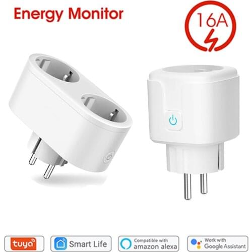European Smart Power Outlet WiFi Socket With Switch European Double Plug Socket Smart Home Control Support Alexa Google Home