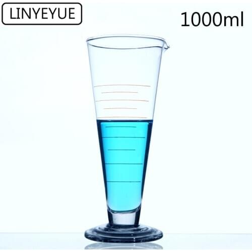 LINYEYUE 1000mL Graduate Conical Glass Measuring Cup Measuring Glass Triangle Beaker Laboratory Cylinder Chemistry Equipment