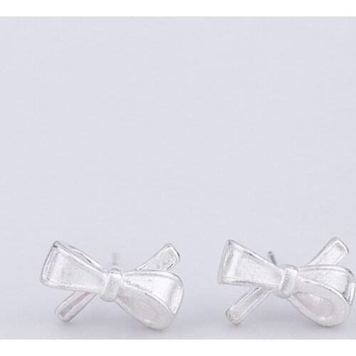 Korean Fashion Bow Stud Earrings for Women Statement Jewelry Accessories Girl Gift Exquisite Silver-color Women Earrings