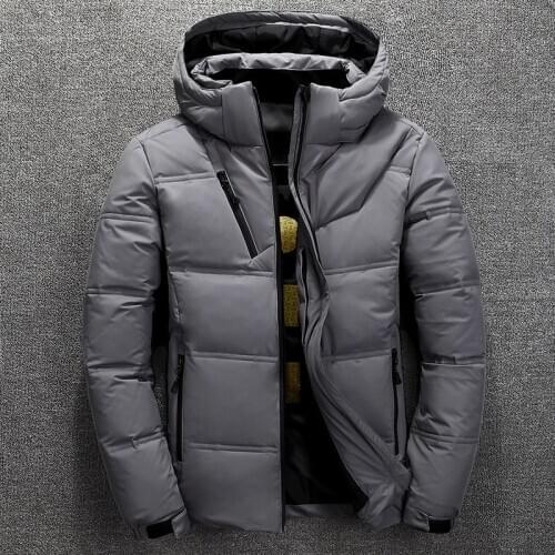 2019 High Quality Men Fashion White Duck Down Jacket Winter Casual Down Coats Jackets Parkas Men Sportswear Clothing Grey