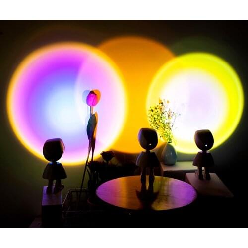 Rainbow Sunset Light Projector Lamp Atmosphere Led Night Light Romantic Mood Light Projector for Home Room Background Wall Decor