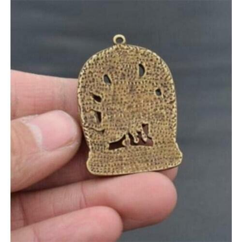Copper Statue Collectable Chinese Pure Brass Carved Six Arm Buddha Exquisite Small Amulet Pendant Statues